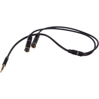 Аудио кабель Cablexpert Jack 3.5 4pin(M)/2х Jack 3.5(F), науш.и микроф, 0.2м, черн, кор CCAB-02-35MYHM-0.2MB