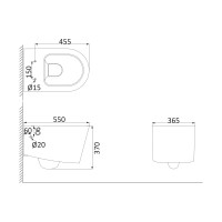 Подвесной унитаз Creo Ceramique RENNES 550x365x370, безободковый, микролифт RE1100R+RE1001T 00034081