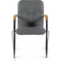 Кресло BRABIX Samba Cf-103, хром каркас, накладки бук, кожзам серый 532758