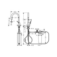 Смеситель для кухни Hansgrohe Aqittura m91 210 1j с вытяжным изливом с подключением к фильтру питьевой воды, сталь 76803800 00000126672