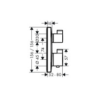 Внешняя часть термостатического смесителя для душа Hansgrohe Ecostat square 15714700 00000071978