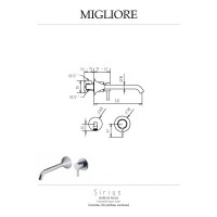 Смеситель для раковины Migliore SIRIUS скрытого монтажа, настенный, на 2 отверстия излив L21 см, хром 28181