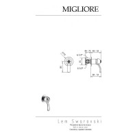Смеситель Migliore LEM SWAROVSKI скрытого монтажа, золото 18894