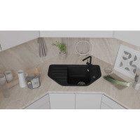 Мойка AQUA ANGLE SA-A800 угловая SANTREK 790*490 мм (черый-308) (+ сифон) 313796