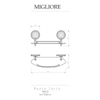 Полка c галереей Migliore MONTECARLO L40 см, стекло матовое/бронза 31590