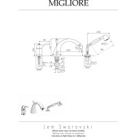 Смеситель на борт ванны Migliore LEM SWAROVSKI на 3 отв., бронза 18875