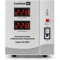 Стабилизатор напряжения ExeGate Expert AS-3000 3000ВА, вход 140-260В, двойная цифр. индикация вход вых. напряжения, выход 220В-8%, КПД 98%, 5 уровней защиты, ме 291724
