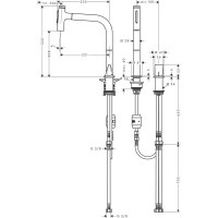 Кухонный смеситель Hansgrohe Metris Select M71 M7120-H200 однорычажный, на 2 отверстия, с вытяжным изливом 73819000