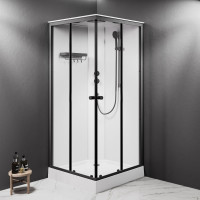 Душевая кабина AM.PM X-Joy Square 90x90, профиль матовый черный, стекло прозрачное W94C-403-090BT