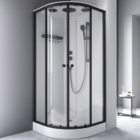 Душевая кабина AM.PM X-Joy 90x90, 1/4 круга, профиль матовый черный, стекло прозрачное W94C-401-090BT