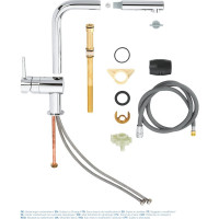 Однорычажной смеситель для мойки Grohe Minta L-излив с выдвижным изливом с аэратором 30274000