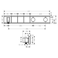 Термостатический смеситель для душа HANSGROHE 15356000 HG RainSelect внешняя часть 00000058008