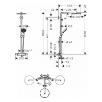 Душевая система HANSGROHE 27633670 HG Raindance Select Showerpipe S 240 1jet PowderRain 00000071054