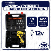 Дрель-шуруповерт GOODKING от аккумулятора, 12 В, 25 Нм, 1 АКБ EK-120128
