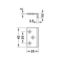 Запорный уголок Hafele 42x25x10 мм, для замка с защелкой 232.37.991