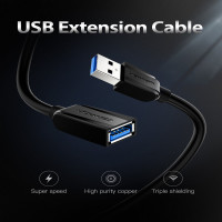 Кабель-удлинитель VENTION USB 3.0 AM/AF - 1.5м Black Edition VAS-A45-B150