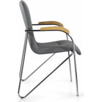 Кресло BRABIX Samba Cf-103, хром каркас, накладки бук, кожзам серый 532758