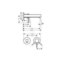 Внешняя часть настенного смесителя для раковины Hansgrohe Finoris на 2 отверстия 76051700 00000094505