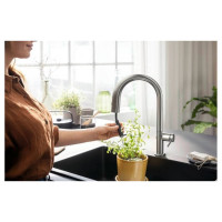 Смеситель для кухни Hansgrohe Aqittura m91 210 1j с вытяжным изливом с подключением к фильтру питьевой воды, сталь 76803800 00000126672