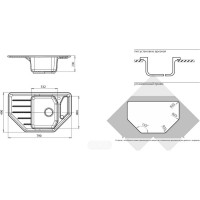 Мойка AQUA ANGLE SA-A800 угловая SANTREK 790*490 мм (черый-308) (+ сифон) 313796