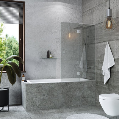 Стеклянная шторка на ванну Mebelvann 1400x900 (450-450) SILVER BEN-402_SL_C