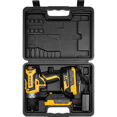 DEKO Аккумуляторная дрель-шуруповерт ZKCD20V в кейсе, 20В, 2x1.5Ач 084-1007