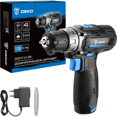DEKO Аккумуляторная дрель-шуруповерт ZKCD12, 12В, 1x1.5Ач 084-1008
