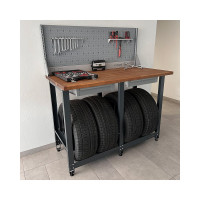 Верстак Сорокин Standart с деревянной столешницей и траверсами для хранения колёс 35.42