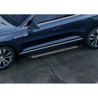 Пороги на автомобиль Rival Bmw-Style круг для Volkswagen Touareg III 2018-н.в., 193 см, 2 шт., алюминий D193AL.5806.1