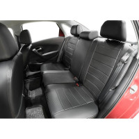 Авточехлы Rival Строчка (зад.сп. 40/60) Volkswagen Polo седан 2010-2020, эко-кожа, черные, SC.5801.1