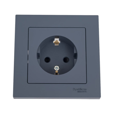 Розетка Systeme Electric AtlasDesign Грифель с/з со шторками, 16А, в сборе SE ATN000744