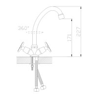 Смеситель для кухни Антей Кристи с 2-мя рукоятками, с высоким изливом 2/20 407350-ANT