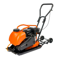 Бензиновая виброплита AktiTool 6,5 л.с., сила удара 28 кН, 690x460 мм, бак, колеса, коврик AT-C100TWC