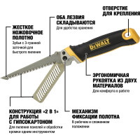 Складная ножовка по гипсокартону DEWALT DWHT0-20123