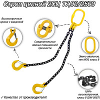 Двухветвевой цепной строп КанТраст  2СЦ 17,00/2500 мм 2STS1702500