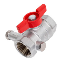 Шаровой кран Giacomini R251S латунь, со спускником, хром, Ду 25, Ру 42, ВР, G3/4 107-0120