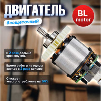 Дрель-шуруповерт аккумуляторная BULL SR 1804 в чемодане, бесщеточная, импульсная, 18 В, 45 Н·м, 2x2 А·ч, зарядное устройство 4 А 1329421 ЦЕ-5649683175