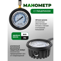 Индикатор для проверки давления в шинах грузовых а/м Rockforce 0-12 bar RF-SDG-20(57060)