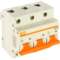 Автоматический выключатель TDM ELECTRIC ВА47-100 3Р 20А 10кА D SQ0207-0025
