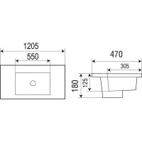 Врезная раковина WeltWasser WW DEILBACH 7506-120 1205х470х180 10000003905