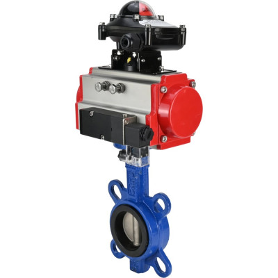 Затвор DN.ru WCB-316L-EPDM Ду250 Ру16 с пневмоприводом, пневмораспределителем, БКВ D050-00264