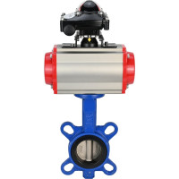 Затвор DN.ru WCB-316L-EPDM Ду250 Ру16 с пневмоприводом, пневмораспределителем, БКВ D050-00264