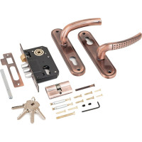 Врезной замок с ручками Аллюр 132/3-61А1232 AC старая медь 6805