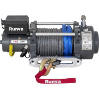 Электрическая лебёдка RUNVA индустриальная 24V 15000 lbs 6800 кг синтетический трос EWN15000USR24V