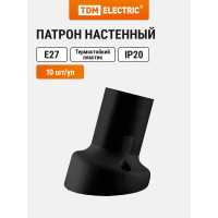 Патрон TDM ELECTRIC Е27 настенный, термостойкий пластик, наклонный, черный, SQ0335-0076