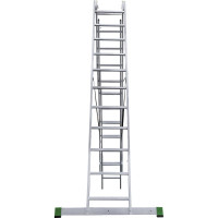 Алюминиевая трехсекционная лестница Новая Высота усиленная 3х11 ступеней 2230311