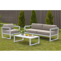 Уличный диван GreenWeen CAPRI белый алюминий, светло-серый велюр GW-AL-CAPRI-SOFA-1900W