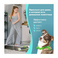 Швабра с флаундером ЛЮБАША 40 см, черенок 110 см, еврорезьба, насадка МОП микрофибра 606312