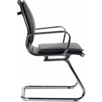 Кресло  для приемных и переговорных BRABIX "Kayman CF-102", экокожа, хром, черное 532572