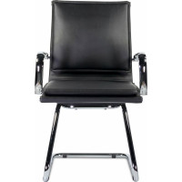 Кресло  для приемных и переговорных BRABIX "Kayman CF-102", экокожа, хром, черное 532572
